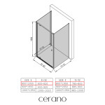 CERANO - Třístěnný sprchový kout Ferri U L/P - 6 mm - chrom, transparentní sklo - 80x80x195 - pivotový CER-8050BD7863