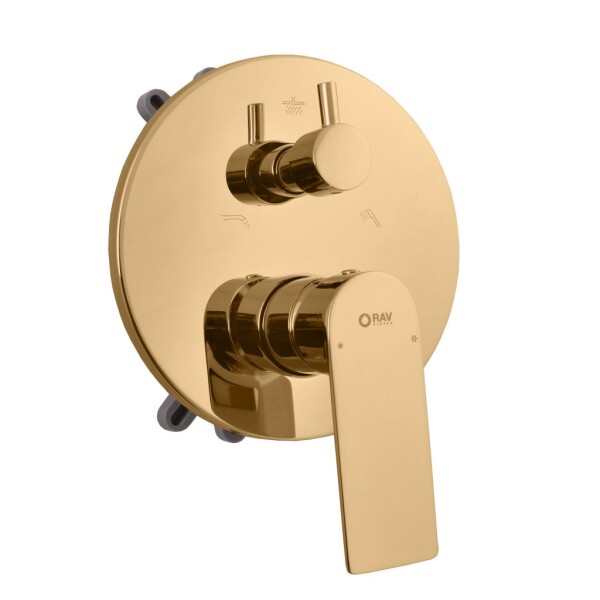 RAV Slezák - NIL - Vanová/Sprchová baterie podomítková 2-cestná s tělesem a s boxem, Zlatá - kartáčovaná NL185BOXZK NL185BOXZK
