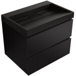 CERANO - Koupelnová skříňka Carole - černá matná + umyvadlo z lit. mramoru Vita - černá matná - 70x58x46 CER-669049