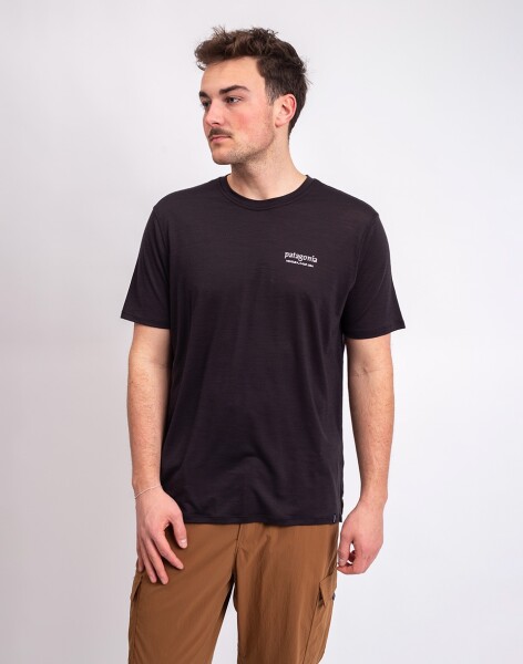 Tričko Patagonia M's Capilene® Cool Merino Blend Graphic Shirt Heritage Header: Black