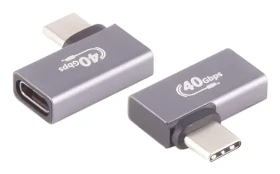 Shiverpeaks USB-C adaptér Pro 90° šedá / Adaptér / Úhlový 90° / USB4 40 Gbit/s / DisplayPort 2.0 / kovové tělo (BS13-60001)