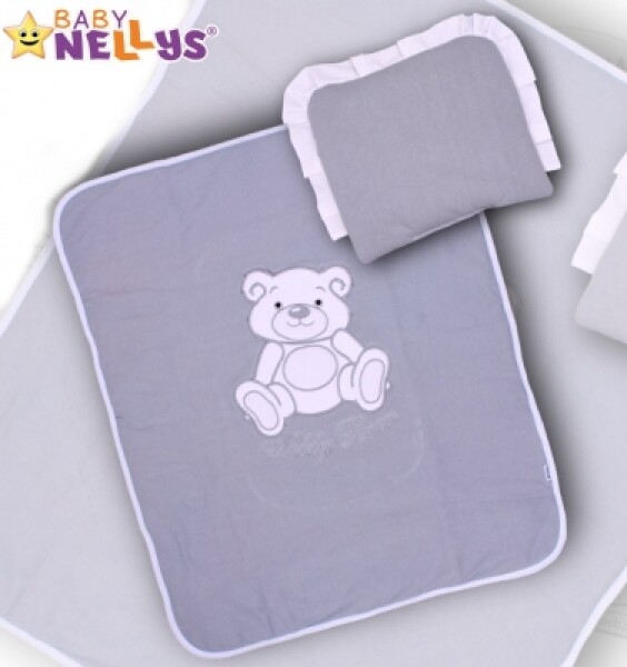 Baby Nellys 2-dílná sada do kočárku jersey Medvídek Teddy Bear - šedá