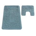 DumDekorace Dvoudílná koupelnová sada MONTANA ETHNIC v persky modré barvě Šířka: 50 cm | Délka: 80 cm