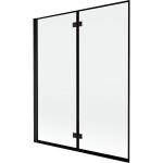 MEXEN - MIST vanová zástěna 140x150 cm 6mm 2-s, černá, okraj, levá 8A9-140-002-70-70-L