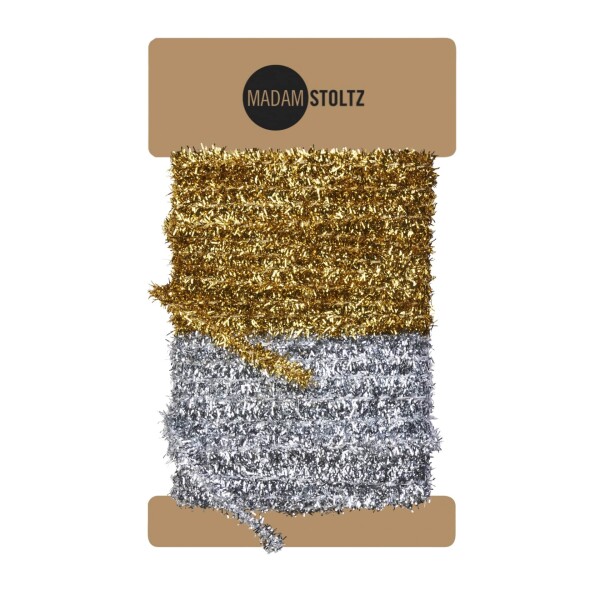 MADAM STOLTZ Třpytivé stuhy Gold / Silver – set 2 ks, zlatá barva, plast