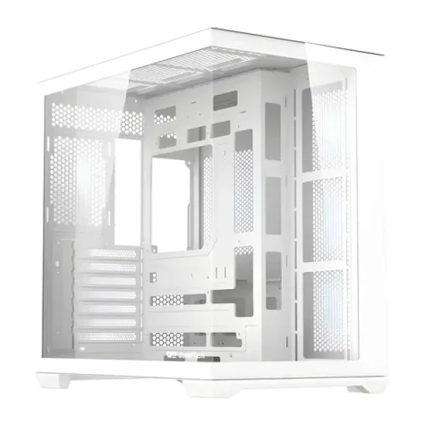 DarkFlash C280 bílá / Počítačová skříň / E-ATX / bez ventilátorů / tvrzené sklo / vertikální GPU (C280 WHT NoF)