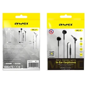 AWEI PC-7 černá / Sluchátka do uší / 3.5 mm jack / mikrofon / dálkové ovládání (PC-7)