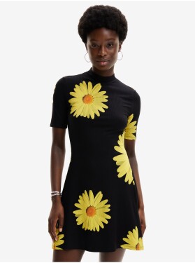 Žluto-černé dámské květované šaty Desigual Margaritas dámské