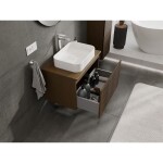 MEXEN/S - Rivel koupelnová skříňka pod umyvadlo 70 cm s deskou, 1 šuplík, reliéf , ořech 91A20-07047-1-BFC86