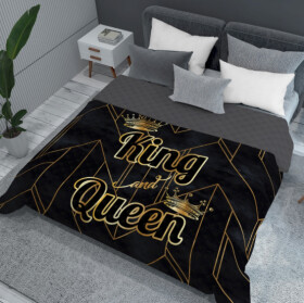DumDekorace Moderní přehoz KING AND QUEEN - černo-zlatý