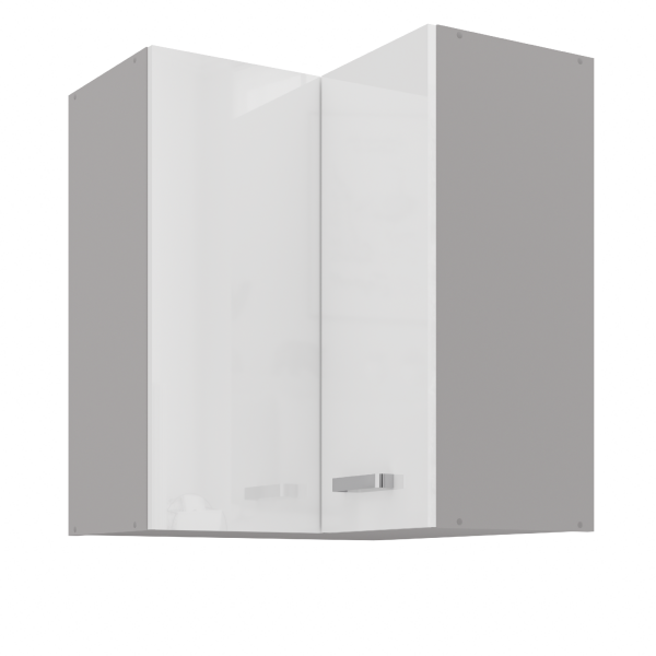 Horní rohová skříňka 60x60 GN-72 2F (90°) Barva korpusu: Šedá, Barva dvířek: Bílý lesk (Blanka)