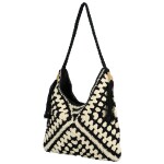 Módní dámská boho kabelka na rameno Ibolya, černobílá