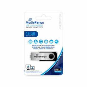 MediaRange MR910 USB-Stick 16GB stříbrná / USB 2.0 Type A / Rychlost čtení 17 MB/s / Rychlost zápisu 6 MB/s / Hliník (MR910)