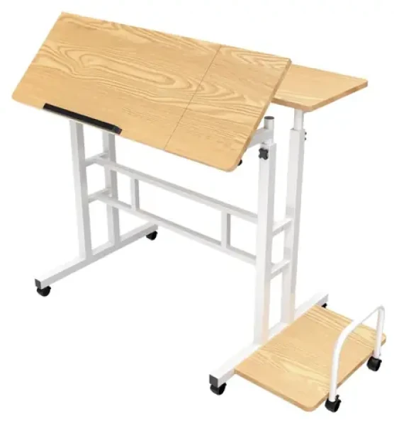Mobilní stůl MC-124 bílá / Výškově nastavitelný stůl / výška 67-115 cm / nosnost 50 kg / deska 80x60 cm (MC-124 W)