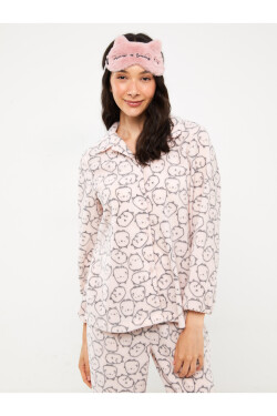 LC Waikiki Shirt Collar Patterned Long Sleeve Fleece Women's Pajama Set