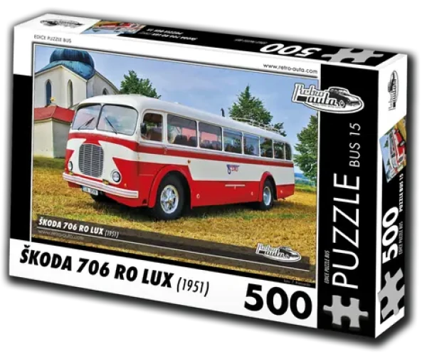 RETRO-AUTA Puzzle BUS č.15 Škoda 706 RO LUX (1951)
