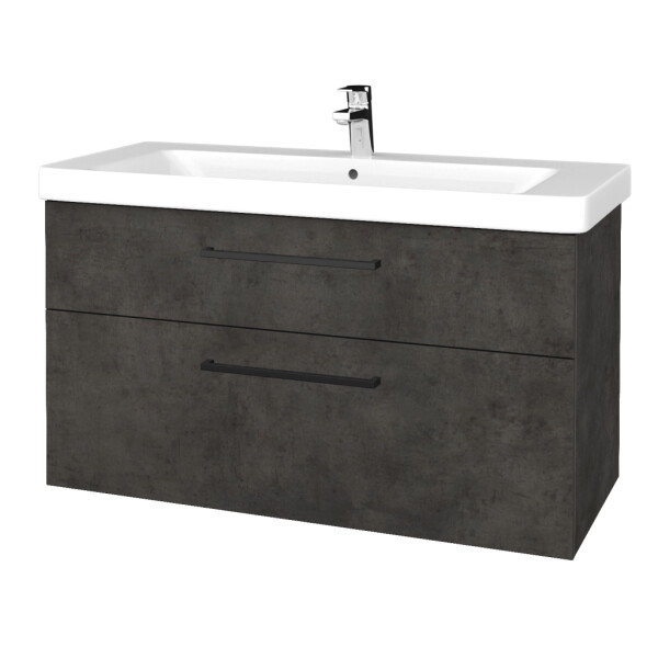 Dřevojas - Umyvadlová skříňka Q MAX SZZ2 105 - D16 Beton tmavý / Úchytka T06 / D16 Beton tmavý 331740H