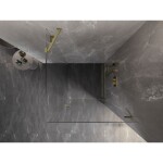 MEXEN/S - Lunar-B sprchový kout dveře křídlové pravá 70 x 70, transparent, zlato kartáčovaná 832-070-070-55-00-P