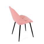 Židle jídelní, růžová látka, černé kovové nohy