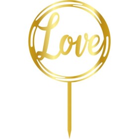 Cesil Zapichovací plastová dekorace zlatá Love v kruhu
