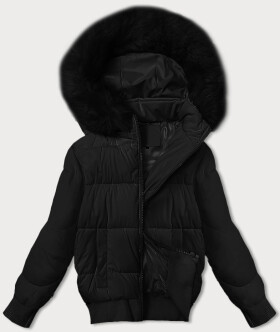 Černá krátká dámská zimní bunda se stahovacími lemy S'west (B8288-1) odstíny černé M (38)