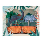 Meri Meri Sada na pečení cupcakes Dinosaur Kingdom - 24 ks, modrá barva, zelená barva, oranžová barva, hnědá barva, papír