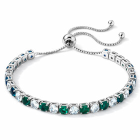Náramek se smaragdovými zirkony Cianoti, Zelená 26 cm