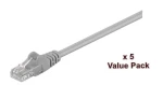 MicroConnect CAT5e U/UTP 15m šedá / Patch kabel / RJ-45 / 5 ks (V-UTP515VP)