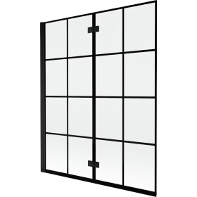 MEXEN - MIST vanová zástěna 140x150 cm 6mm 2-s, černá, dekor, levá 8A9-140-002-70-77-L