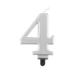 Svíčka dortová stříbrná číslo 4 - Albi