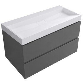CERANO - Koupelnová skříňka Carole - antracitová + umyvadlo z lit. mramoru Vita - bílá lesklá - 100x58x46 CER-439028