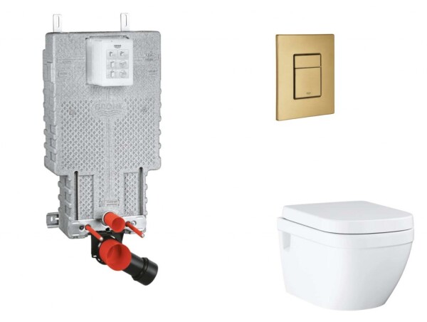 GROHE - Uniset Set předstěnové instalace, klozetu, sedátka SoftClose a tlačítka Skate Cosmopolitan, kartáčovaný Cool Sunrise SANI15BB4111