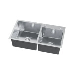 VELAZO - Dvoukomorový ocelový dřez 78 x 45 cm s hlubokou mísou, INOX VELAZ7845
