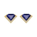 Ocelové náušnice Josiane - lapis lazuli, Modrá