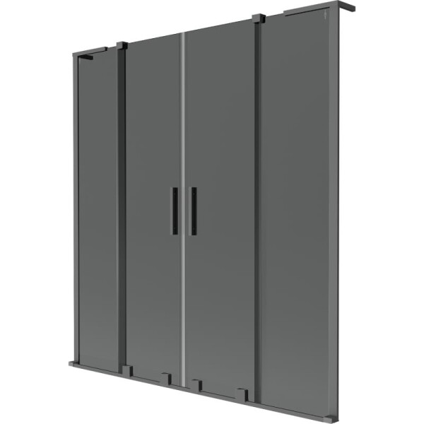 MEXEN/S - Velar L Duo dvoukřídlá posuvná vanová zástěna 150 x 150, grafit, grafit metal 896-150-003-42-95