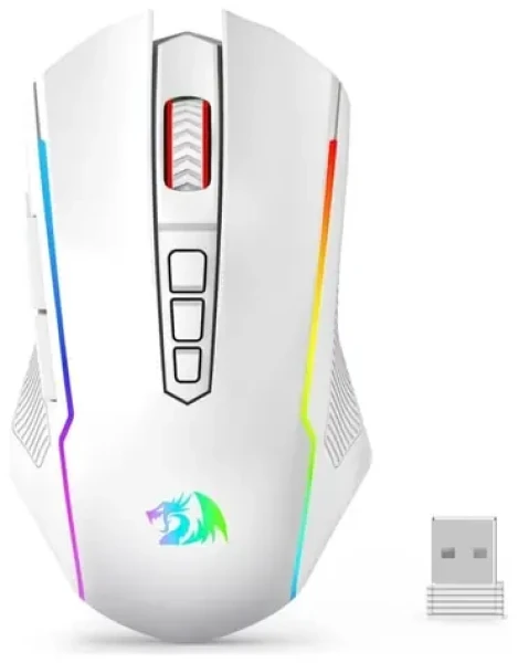 Redragon M914W-RGB NIX bílá / Bezdrátová herní myš / optická / 5000 DPI / 9 tlačítek / RGB / USB / RF 2.4 GHz (M914W-RGB)
