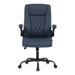 Křeslo kancelářské, tmavě modrá ekokůže, kovový kříž, kolečka na tvrdé podlahy