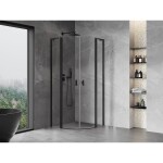 MEXEN/S - Mist L sprchový kout čtvrtkruh, křídlové 100 x 100, transparent, černá 8A32L-100-100-70-00