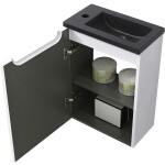 CERANO - Umyvadlová skříňka pro WC Sora - bílá matná + umyvadlo z lit. mramoru - černá matná - 40x57,5x22 CER-999992