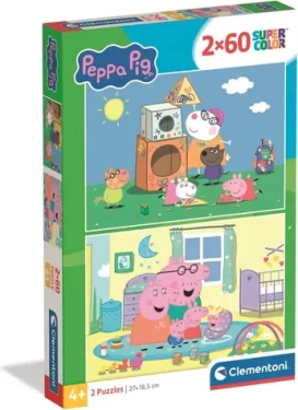 CLEMENTONI Puzzle Prasátko Peppa: Na hřišti a v pokoji