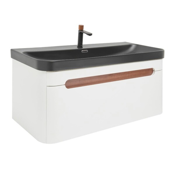 Koupelnová skříňka s umyvadlem a baterií SAT Fusion 97,5x43x45 cm bílá matná mat SATFUSION100WBKMBA SATFUSION100WBKMBA