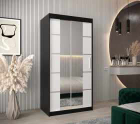Šatní skříň Abi V4 Barva korpusu: Černá, Rozměry: 100 cm, Dveře: Bílá