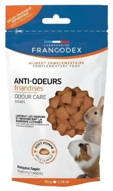 Francodex Anti-odeurs / Pamlsek proti zápachu pro hlodavce a králíky / 50 g