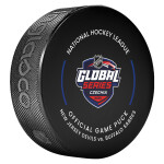 Inglasco / Sherwood Puk Global Series 2024 Czechia Buffalo Sabres NHL vs New Jersey Devils NHL Official Game Puck