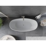 MEXEN/S - Olea volně stojící vana vzor 170 x 80, bílá/černá, sifon a přepad nikl kartáčovaný 52821708075-97