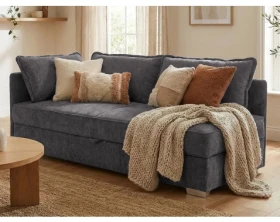 Pohovka s úložným prostorem Donna, kouřově šedá látka