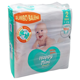 Happy Mimi Flexi Comfort dětské pleny 2 Mini Jumbo balení 90 ks