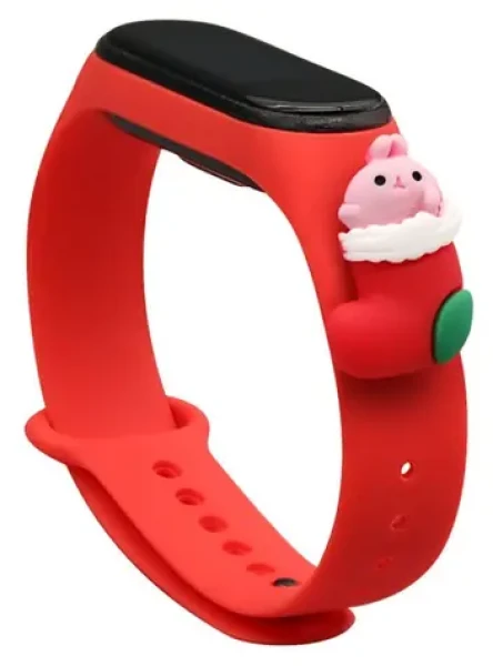 Hurtel Vánoční řemínek s ponožkou pro Xiaomi Mi Band 3 a 4 červená / Řemínek / Silikonový / Vánoční motiv