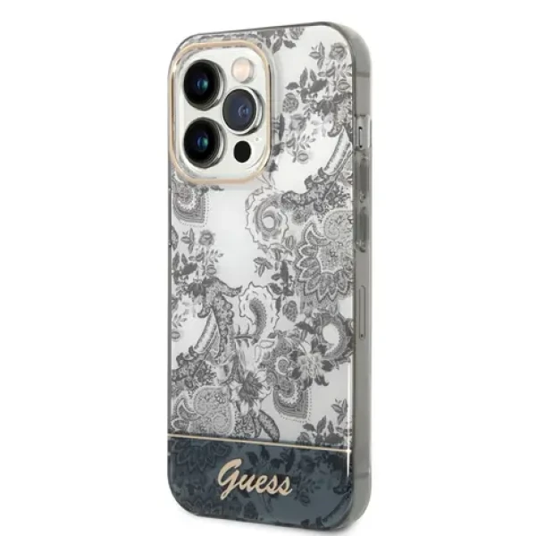 Pouzdro Guess PC/TPU Toile De Jouy iPhone 14 Pro šedé