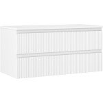 MEXEN/S - Rivel koupelnová skříňka pod umyvadlo 100 cm s deskou, 2 zásuvky, reliéf , bílá mat 91A20-10047-2-BFFC01